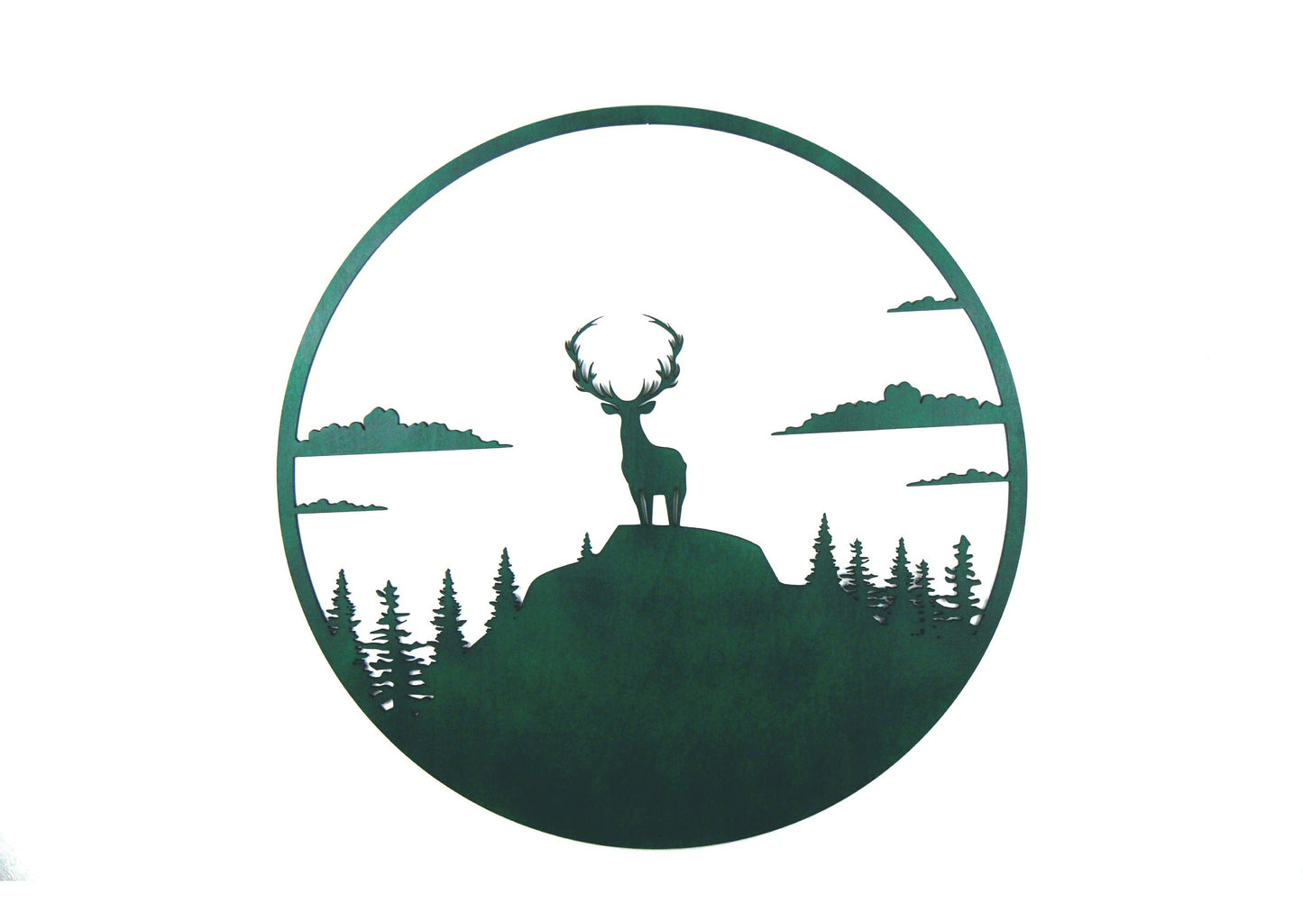 Buchenholz Hirsch im Kreis Wanddekoration 70cm