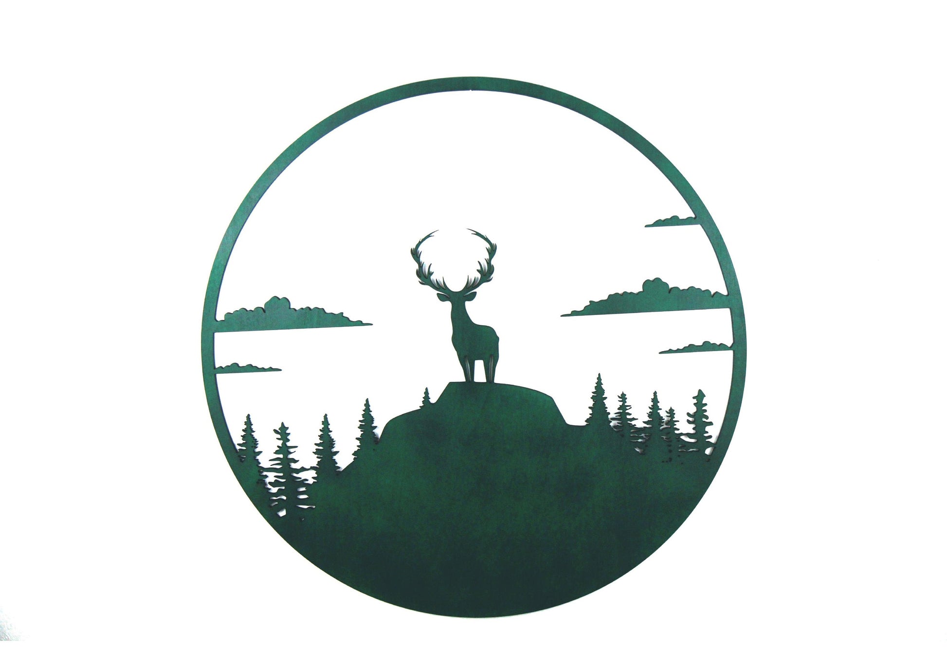Buchenholz Hirsch im Kreis Wanddekoration 70cm