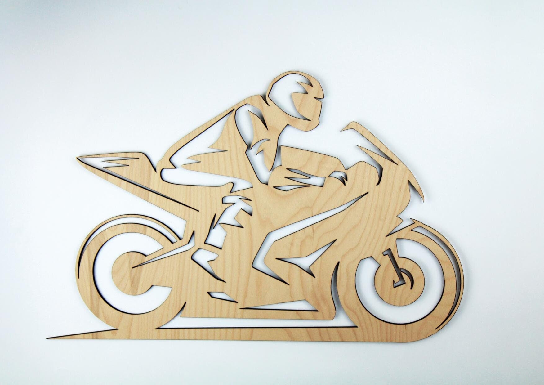 Buchenholz Motorrad Supersportler wanddekoration 70 cm