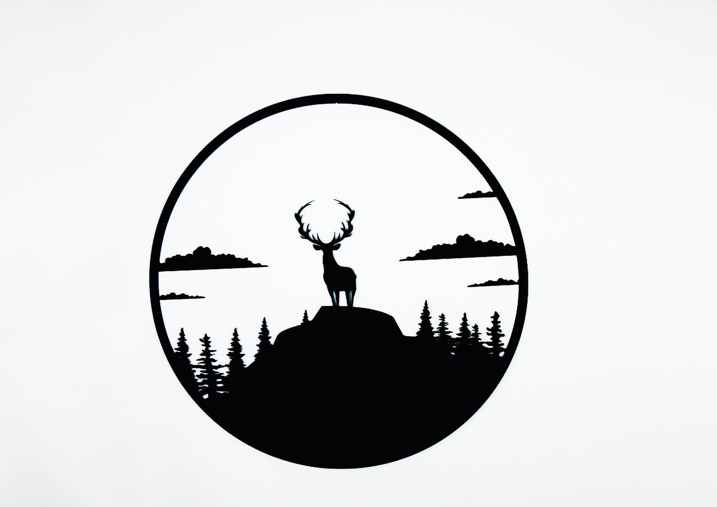 Buchenholz Hirsch im Kreis Wanddekoration 70cm