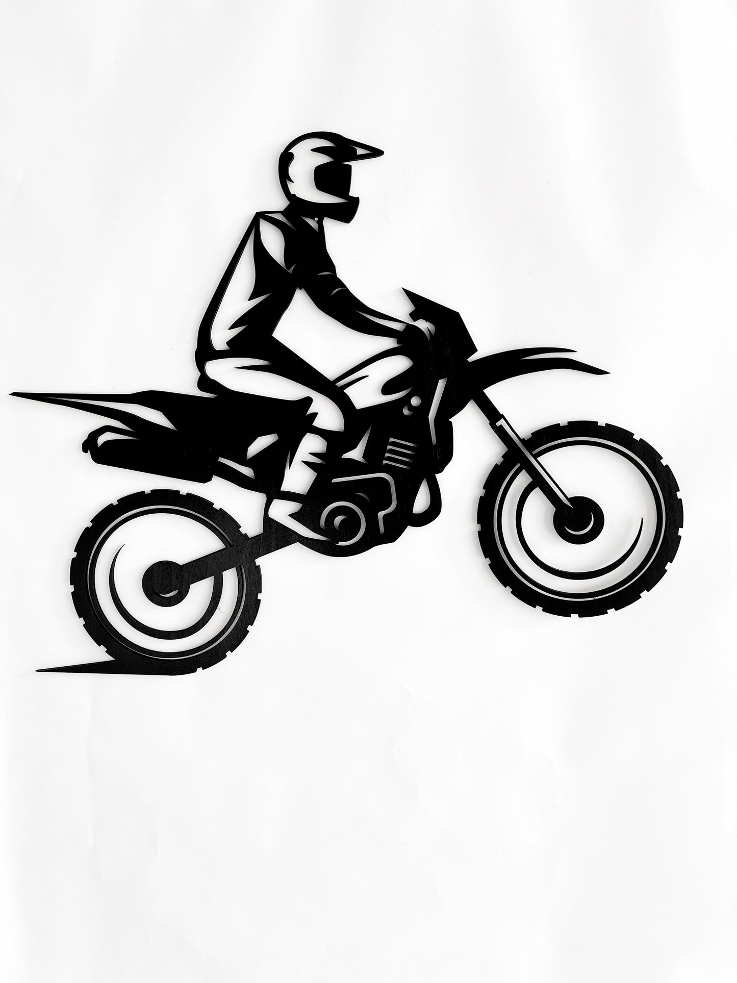 Bucheenholz Motorrad Cross Wanddekoration 70cm