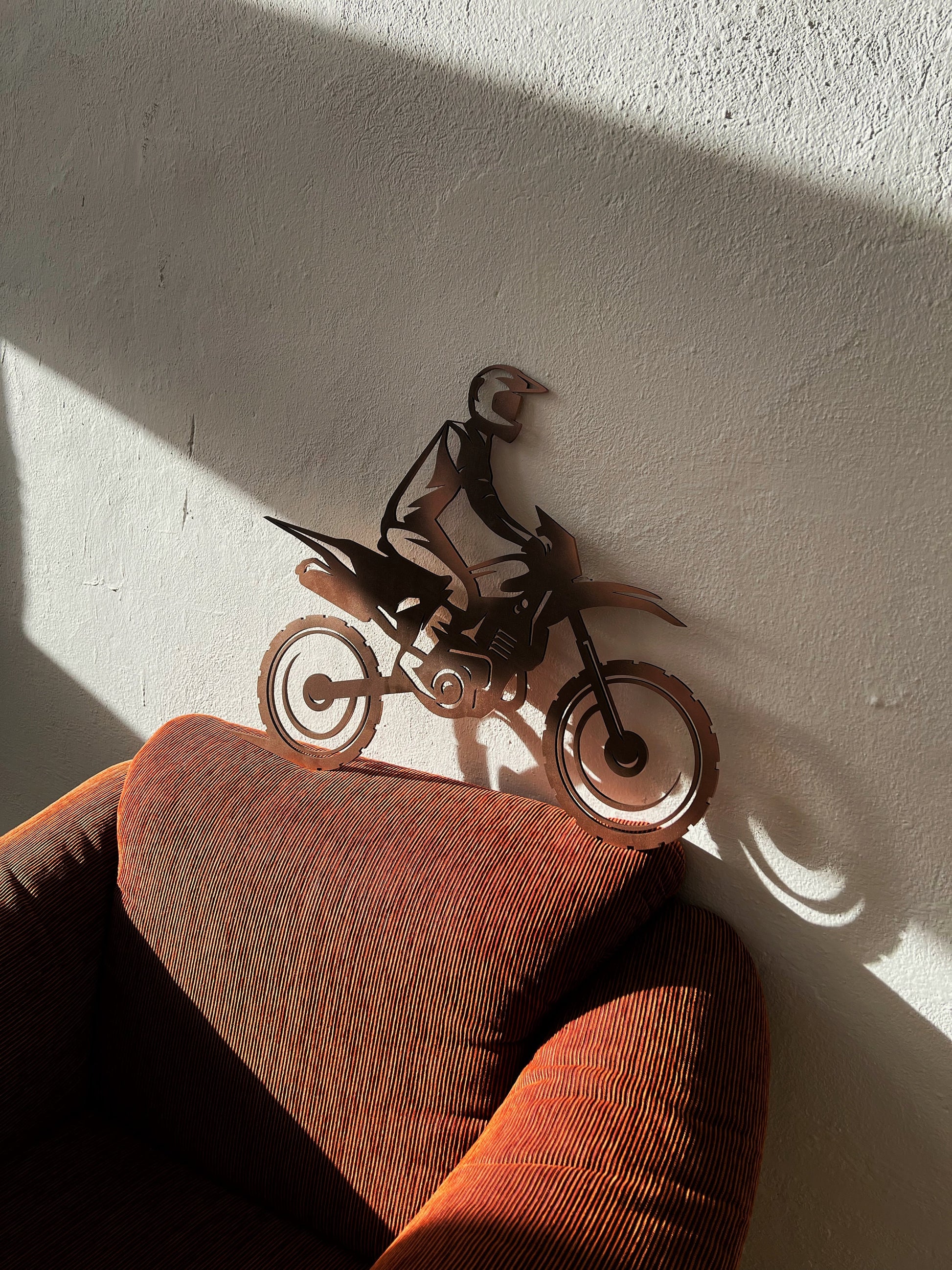 Bucheenholz Motorrad Cross Wanddekoration 70cm