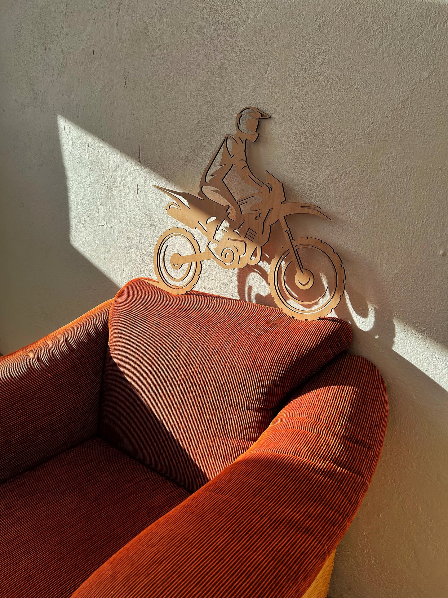 Bucheenholz Motorrad Cross Wanddekoration 70cm