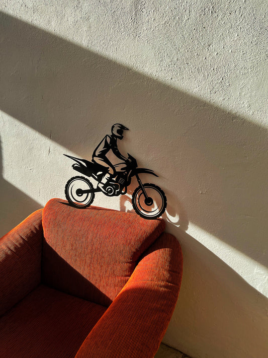 Bucheenholz Motorrad Cross Wanddekoration 70cm