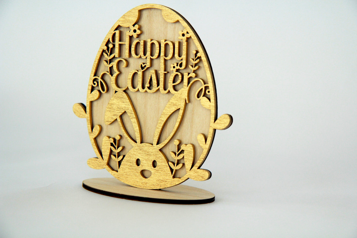 Osterei stehend „Happy Easter“ 13cm Birkenholz / Ostern / Holz / Feiertag / Hase