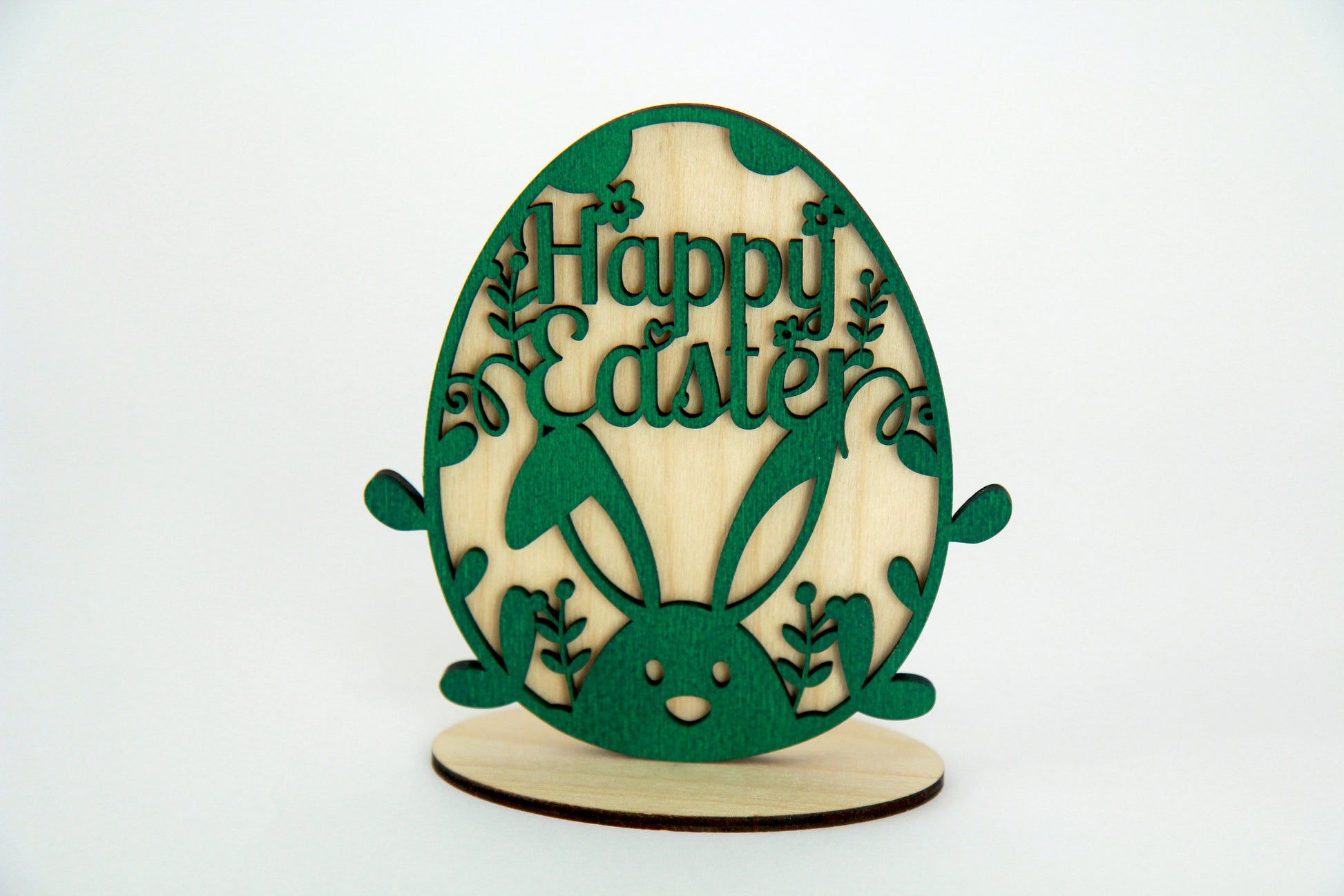 Osterei stehend „Happy Easter“ 13cm Birkenholz / Ostern / Holz / Feiertag / Hase