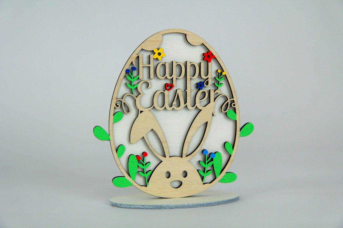 Osterei stehend „Happy Easter“ 13cm Birkenholz / Ostern / Holz / Feiertag / Hase