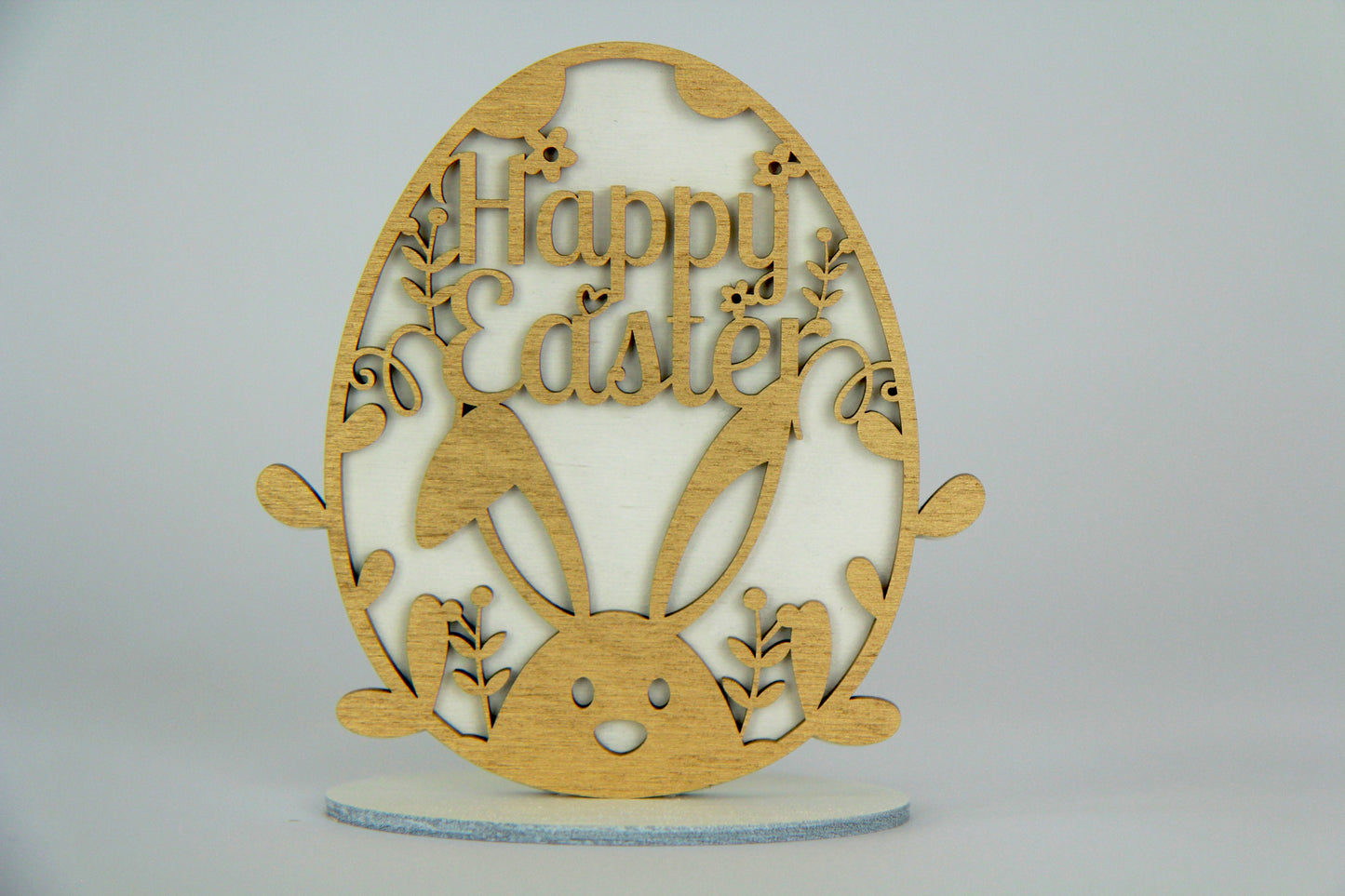 Osterei stehend „Happy Easter“ 13cm Birkenholz / Ostern / Holz / Feiertag / Hase