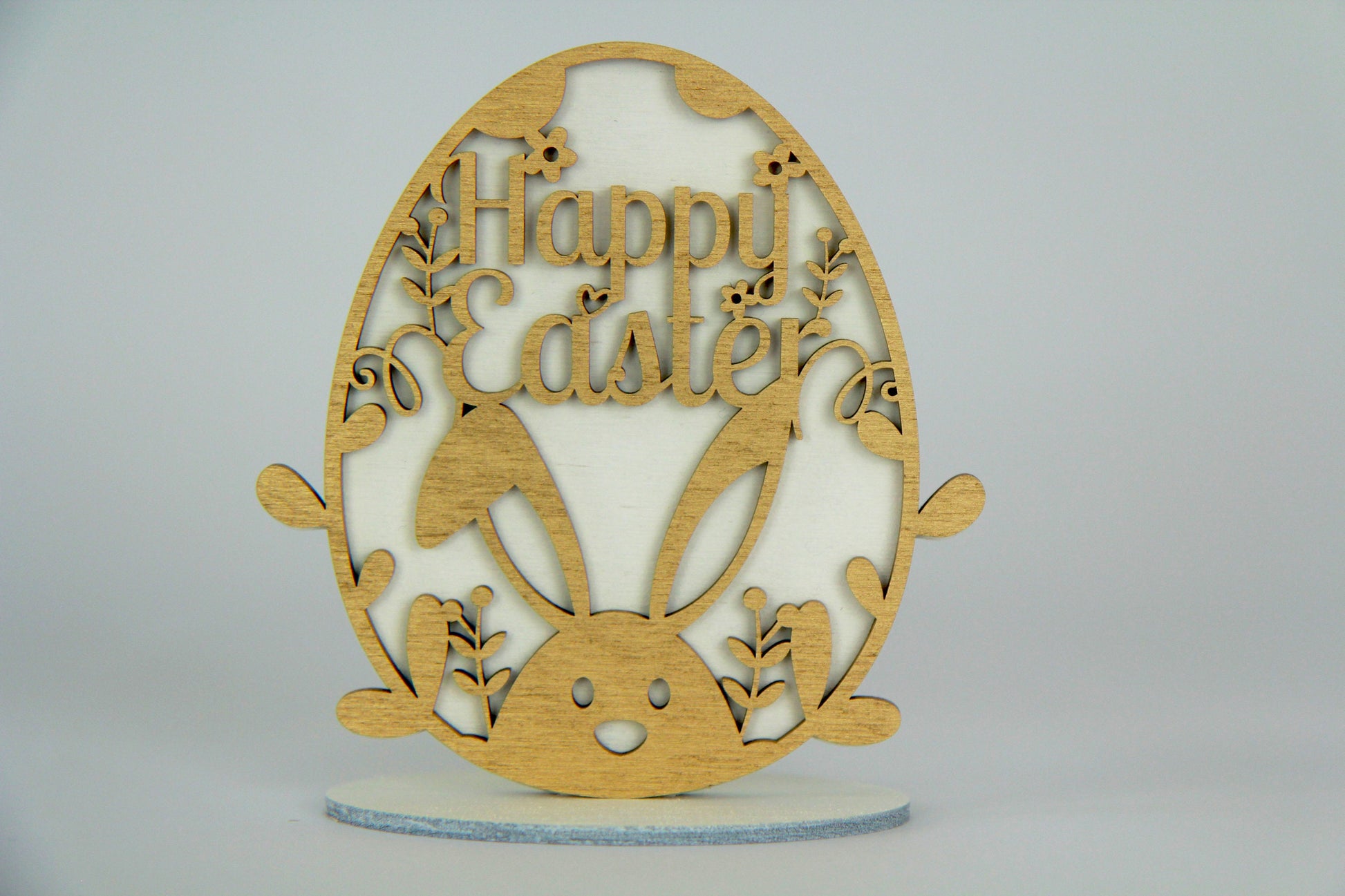 Osterei stehend „Happy Easter“ 13cm Birkenholz / Ostern / Holz / Feiertag / Hase