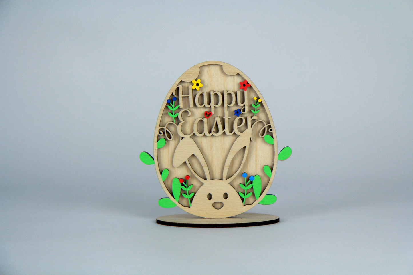 Osterei stehend „Happy Easter“ 13cm Birkenholz / Ostern / Holz / Feiertag / Hase