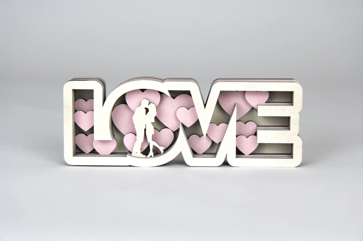 3D Love Schild mit Figur /zum hinstellen /Perfekt als Geschenk zum: Jahrestag, Valentinstag, Geburtstag, Weihnachten /in 2 Größen erhältlich