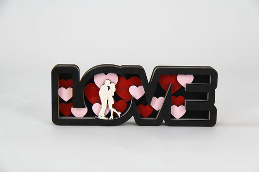3D Love Schild mit Figur /zum hinstellen /Perfekt als Geschenk zum: Jahrestag, Valentinstag, Geburtstag, Weihnachten /in 2 Größen erhältlich