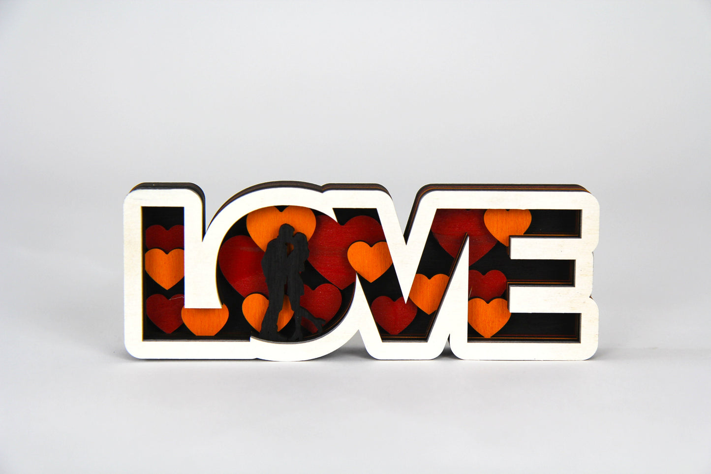3D Love Schild mit Figur /zum hinstellen /Perfekt als Geschenk zum: Jahrestag, Valentinstag, Geburtstag, Weihnachten /in 2 Größen erhältlich