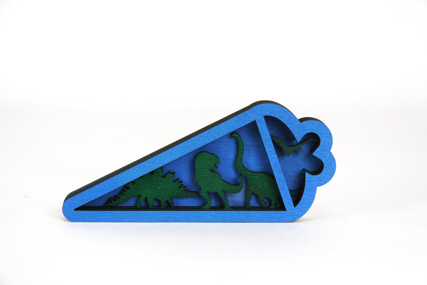 3D Zuckertüte mit Dinosauriern aus Holz / Geschenk, Einschulung, Schulkind / in zwei Größen erhältlich 15 cm und 25 cm