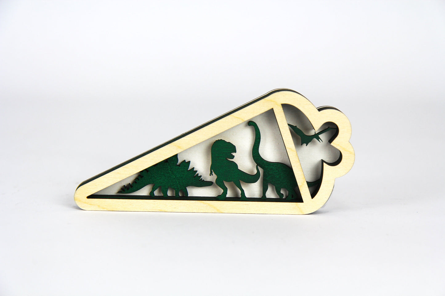 3D Zuckertüte mit Dinosauriern aus Holz / Geschenk, Einschulung, Schulkind / in zwei Größen erhältlich 15 cm und 25 cm
