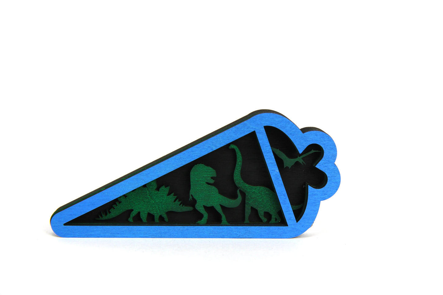 3D Zuckertüte mit Dinosauriern aus Holz / Geschenk, Einschulung, Schulkind / in zwei Größen erhältlich 15 cm und 25 cm