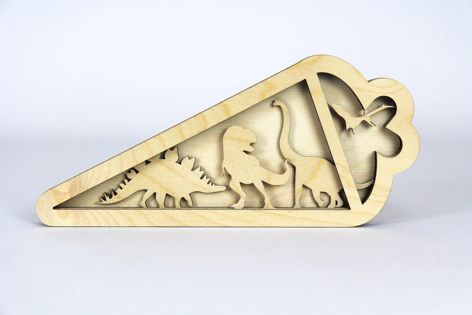 3D Zuckertüte mit Dinosauriern aus Holz / Geschenk, Einschulung, Schulkind / in zwei Größen erhältlich 15 cm und 25 cm