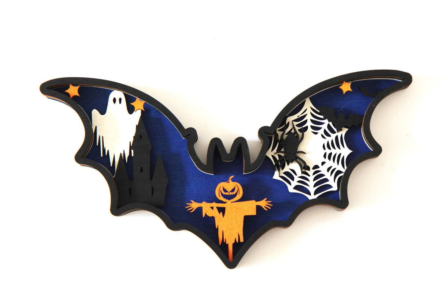 Fledermaus 3D Halloween Schild / Dekoration / Mehrschichtiges Design / Verschiedene Größen und Farben.
