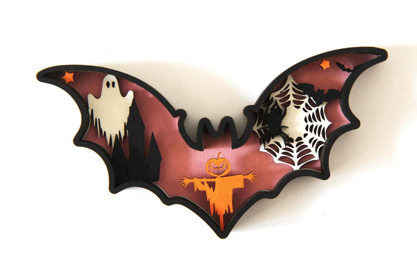 Fledermaus 3D Halloween Schild / Dekoration / Mehrschichtiges Design / Verschiedene Größen und Farben.
