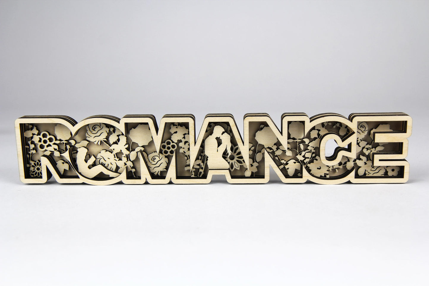 Romance 3D Holz-Schild für Buchliebhaber / Dekoration für das Bücherregal / Verschiedene Farben und Größen