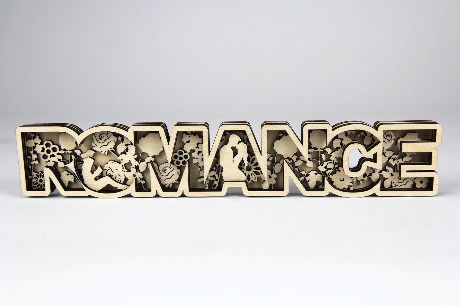 Romance 3D Holz-Schild für Buchliebhaber / Dekoration für das Bücherregal / Verschiedene Farben und Größen
