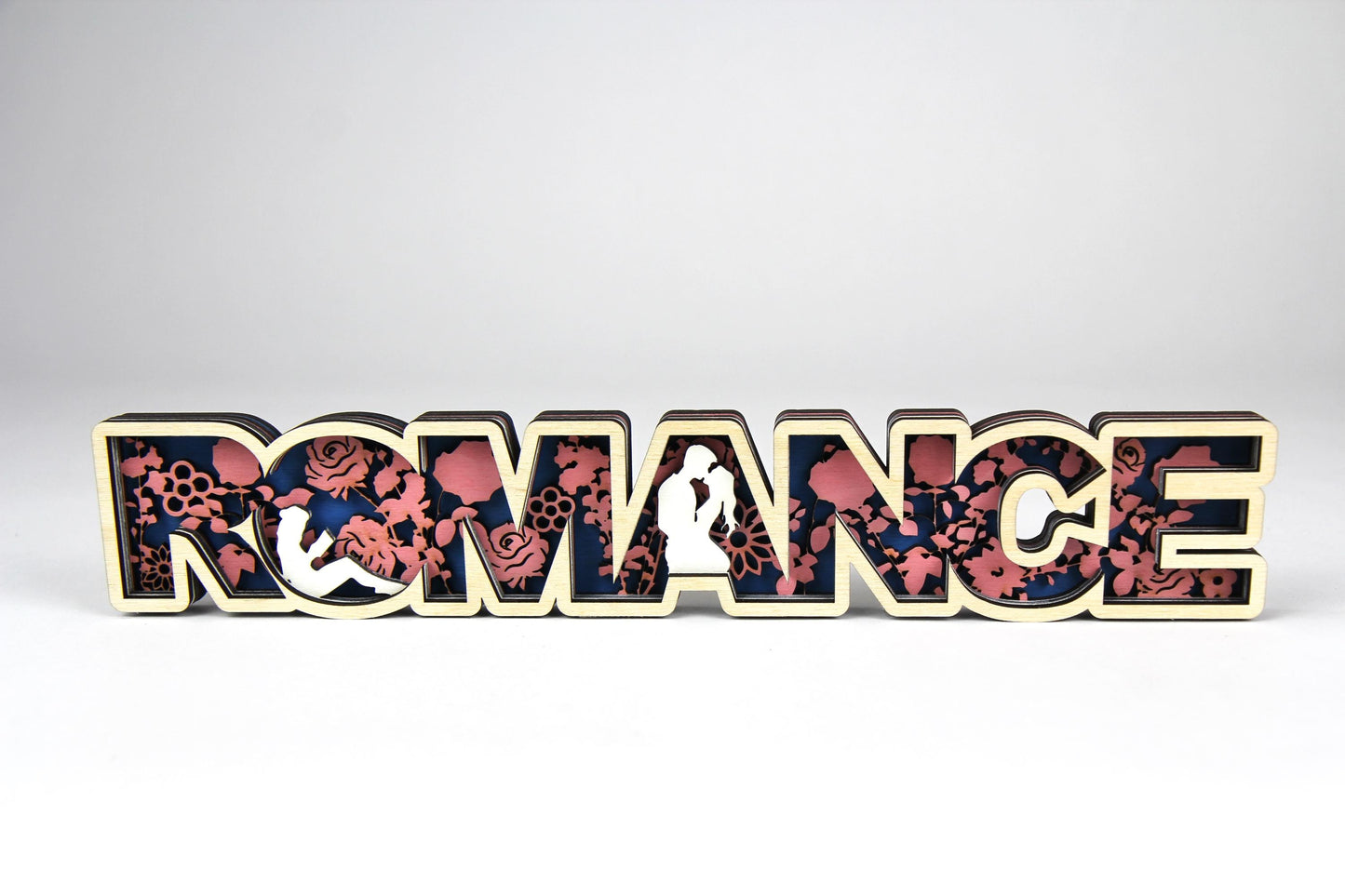 Romance 3D Holz-Schild für Buchliebhaber / Dekoration für das Bücherregal / Verschiedene Farben und Größen