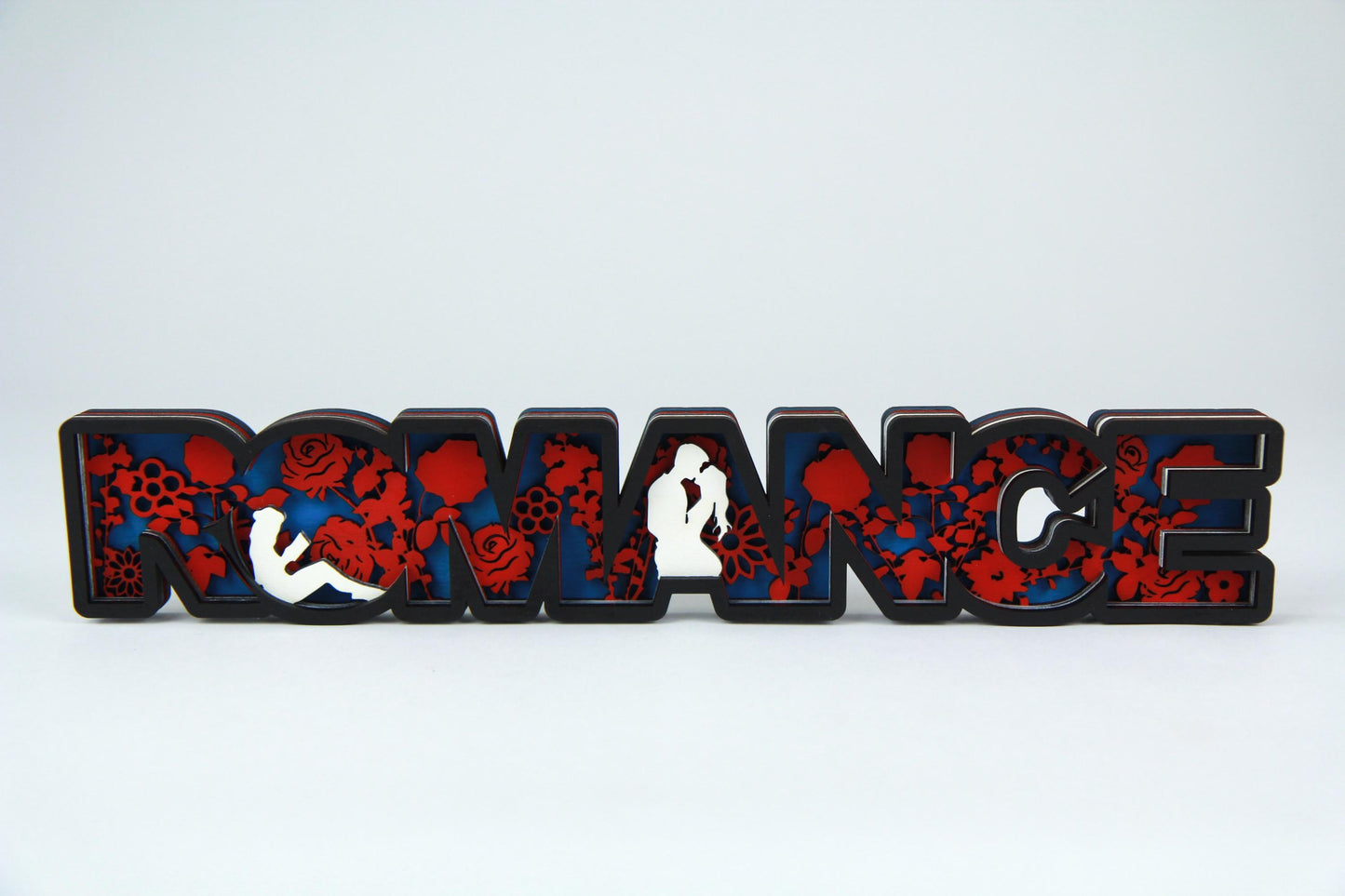 Romance 3D Holz-Schild für Buchliebhaber / Dekoration für das Bücherregal / Verschiedene Farben und Größen
