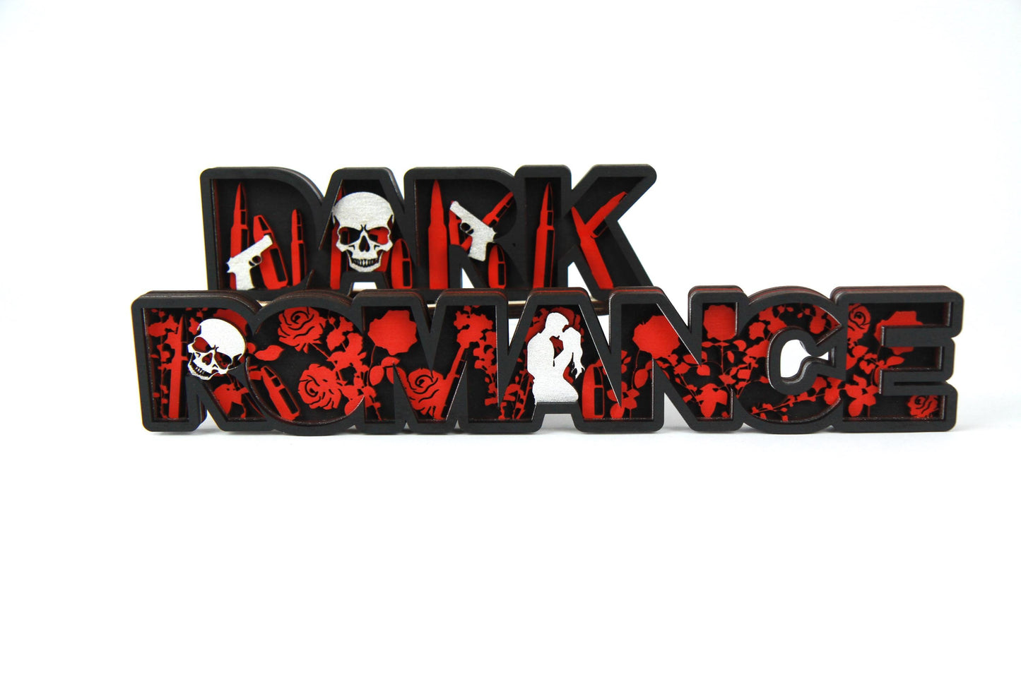 Dark Romance 3D Holz-Schild für Buchliebhaber / Verschiedene Farben und Größen / Geschenk oder Dekoration für Leseratten /