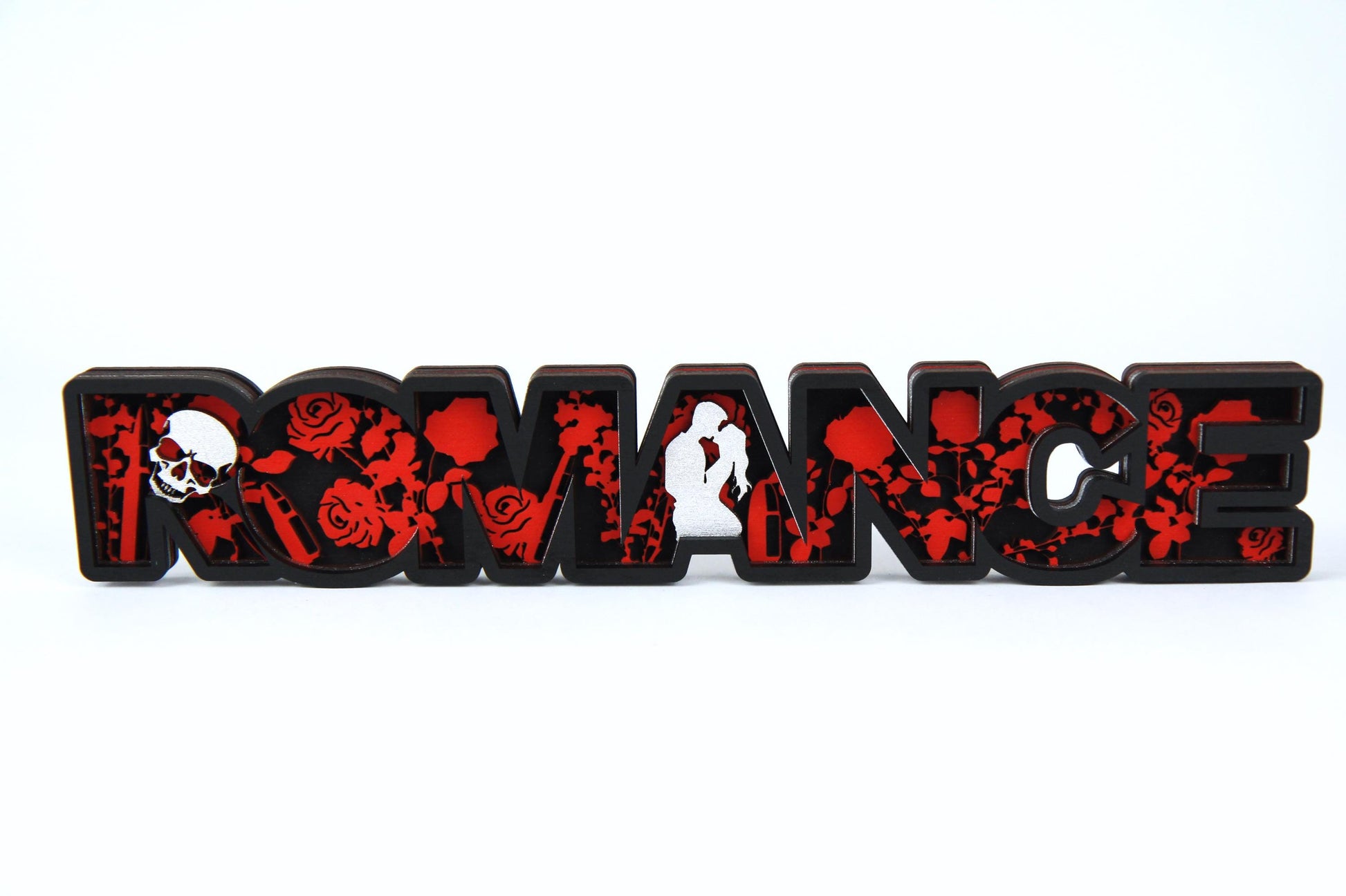 Dark Romance 3D Holz-Schild für Buchliebhaber / Verschiedene Farben und Größen / Geschenk oder Dekoration für Leseratten /