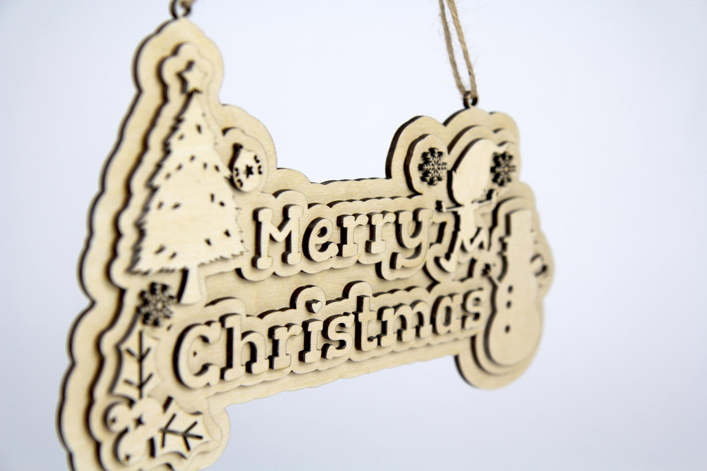 Merry Christmas Schild zum Hinhängen / 3D Optik / aus Holz in verschiedenen Farben / 25 cm Breit